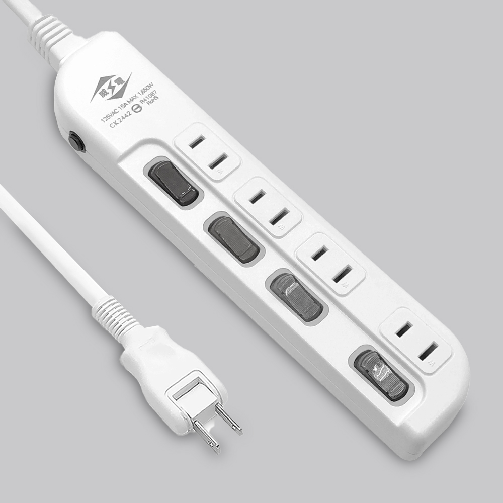 過載斷電4開4座電源延長線