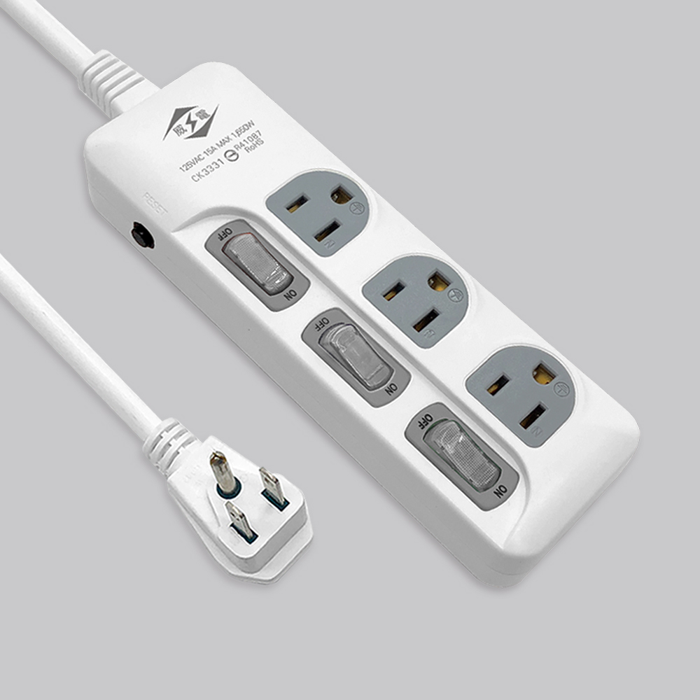 過載斷電3開3座電源延長線